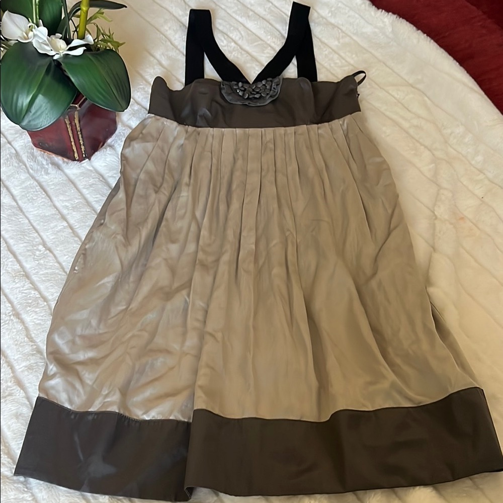 Club Monaco Satin Boho Cream Sundress Sleeveless Spaghetti Strap Cocktail - Picture 4 of 10